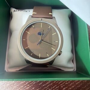 Lacoste Men's Brown Dial Watch with Brown Leather Strap